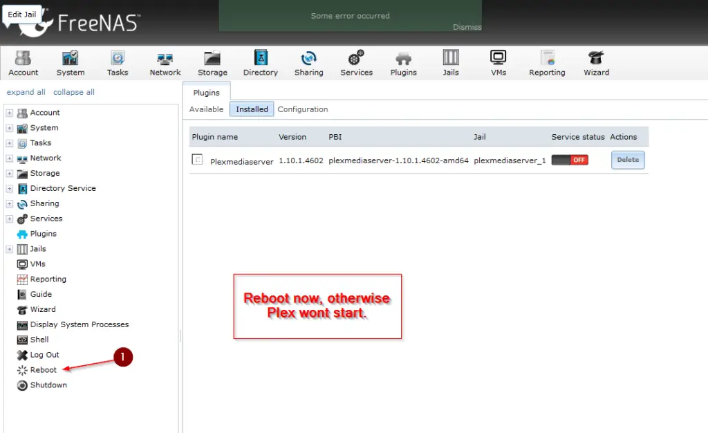 how to restart plex media server on nas